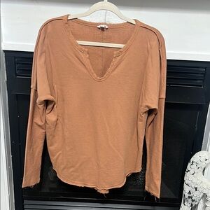 LA MIEL Orange Pink Long Sleeve Relaxed Tee
